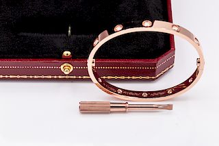 Cartier 18k Rose Gold LOVE BRACELET 10 DIAMOND