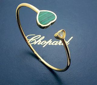 Chopard Happy Hearts 18k Rose Gold Malachite Bangle 
