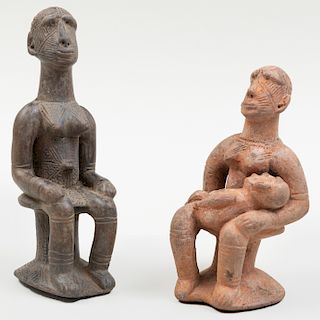 Two Frafra Terracotta Figural Pipes, Ghana