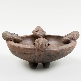 West African Burnished Brown Pottery Bowl