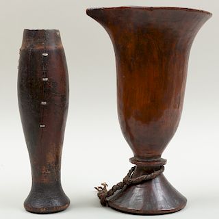Zulu Wood Beaker-Form Milk Vessel with Spout, South Africa 