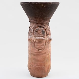 Large Nupe Cylindrical Terracotta Vessel, Nigeria