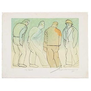 José Luis Cuevas."La Calle". Firmada y fechada '88. Litografía 104/160. Sin enmarcar. 51 x 65 cm.