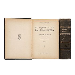 LOTE DE LIBROS: HISTORIA DE MÉXICO.Díaz del Castillo, Bernal.  Historia Verdadera de la Conquista de la Nueva España. Madrid: 1928. 2 p