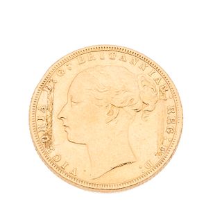 Moneda en oro amarillo de 18k. Imagen de Victoria de Britannia. (1872)Peso: 8.0 g.