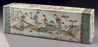 Chinese Qing famille rose porcelain pillow,