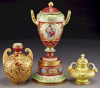 (3) Royal Crown Derby porcelain vases,