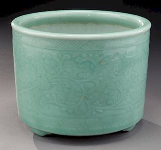 Chinese Qing celadon porcelain incense burner,