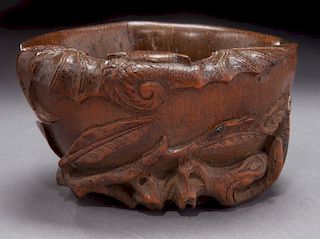 Chinese Qing carved bamboo cup,