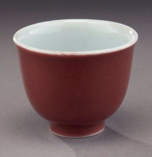 Chinese Qing oxblood porcelain liquor cup,
