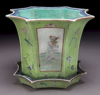 Chinese Qing famille rose porcelain octagonal