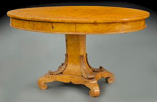 Biedermeier fruitwood 2-drawer library table