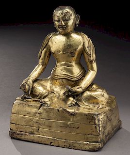 Chinese Tibetan gilt bronze Master of Lama,