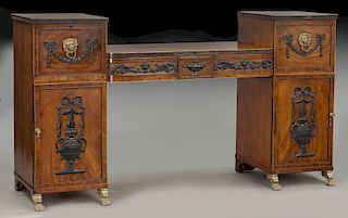 English Regency mahogany pedestal sideboard