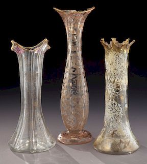 (3) Mount Washington glass vases,