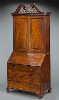 George II mahogany secretary bookcase