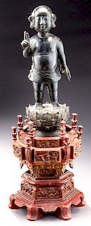 Chinese Ming bronze new-born Buddha,