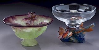 (2) Daum pate de verre glass vessels,
