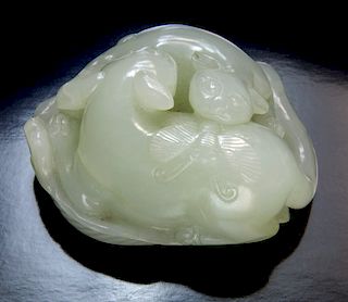 Chinese Qing carved jade paperweight,