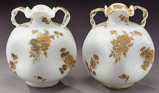 Pr. Mt. Washington Colonial Ware two handled vases
