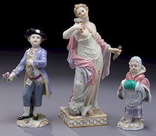 (3) Meissen porcelain figures,