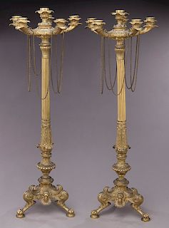 Pr. Napoleonic 5-light bronze candelabra,