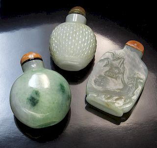 (3) Chinese Qing snuff bottles,