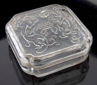 Chinese Qing carved rock crystal scholar box,