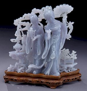 Large Chinese carved jadeite sculpture