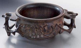 Chinese Qing carved Huanghuali libation cup,