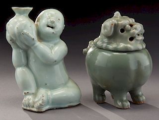 Chinese Ming to Qing white porcelain boy and