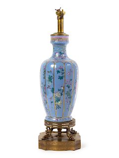 A Chinese Clair-de-Lune Ground Famille Rose Porcelain Vase
Height 12 1/3 in., 32 cm.