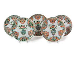 Five Chinese Export Famille Verte Porcelain Plates
Each: diam 8 in. 20 cm. 