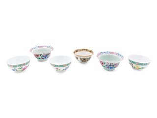 Six Chinese Famille Rose Porcelain Bowls
Largest: diam 5 3/4 in., 15 cm. 