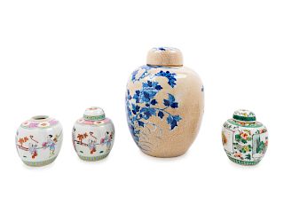Four Chinese Porcelain Ginger Jars
Tallest: height 11 1/4 in., 28.5 cm. 