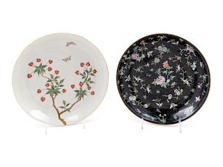 Two Chinese Porcelain Plates
Larger: diam 9 1/2 in., 24 cm. 