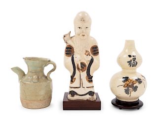 Three Chinese Earthenware Articles
Largest: height 6 in., 15 cm. 