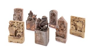 Nineteen Chinese Soapstone Carvings
Largest: height 7 1/2 in., 19 cm.