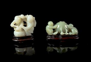 Two Chinese Jade 'Boys' Figural Groups
Taller: height 2 1/4 in., 5 cm. 