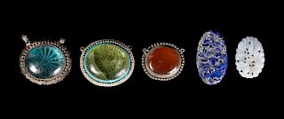 Seventy Chinese Hardstone and Glass Pendants
Largest: length 2 in., 5 cm.