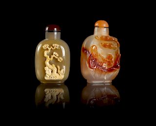 Two Chinese Carved Agate Snuff Bottles
Taller: height 2 1/2 in., 5 cm.