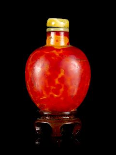A Chinese Glass Imitating Relgar Snuff Bottle
Height 2 1/4 in., 5 cm.