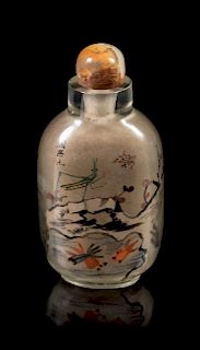 A Chinese Inside Painted Glass Snuff Bottle
Height 2 3/8 in., 6 cm. 