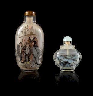 Two Chinese Inside Painted Glass Snuff Bottles
Taller: height 3 3/8 in., 8.6 cm. 