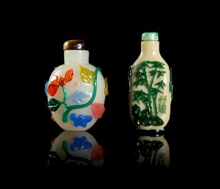 Two Chinese Peking Glass Snuff Bottles
Taller: height 2 1/2 in., 6 cm. 
