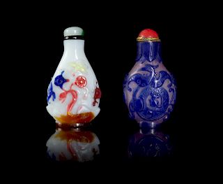 Two Chinese Peking Glass Snuff Bottles
Taller: height 2 3/4 in., 17 cm. 