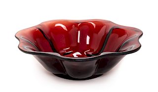 A Chinese Ruby-Red Glass Floriform Bowl 
Diam 7 1/2 in., 19 cm.