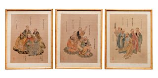 Three Chinese Ink and Color on Silk Paintings
Image: height 13 1/2 x width 10 1/4 in., 34 x 26 cm. 