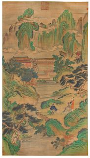 Atrributed to Qiu Ying
Image: height 62 x 34 1/2 in., 157.5 x 87.6 cm. 