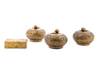 Four Chinese Brass Boxes
Tallest: height 4 in., 10 cm. 